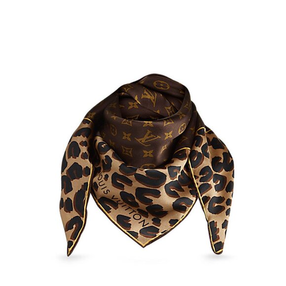 Display #1 Louis Vuitton Monogram Animal Print Silk Scarf - Picture 2 of 16